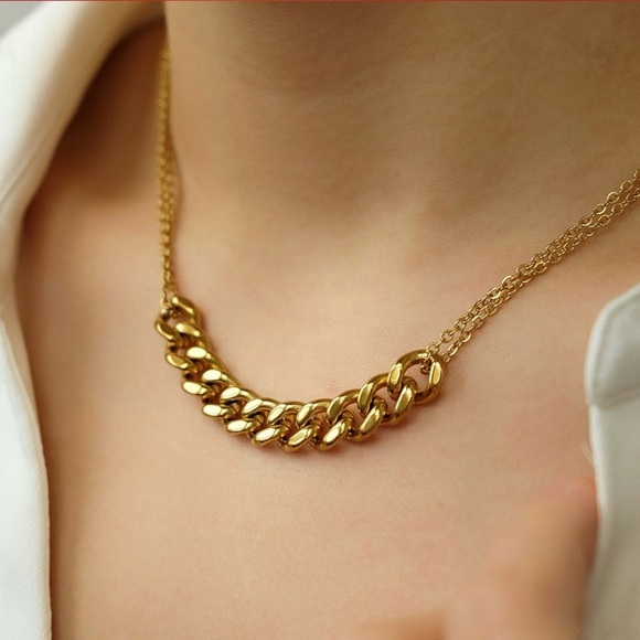 Jewelry - Double Link Chain Necklace | Gold Plated Stainless Steel Necklace